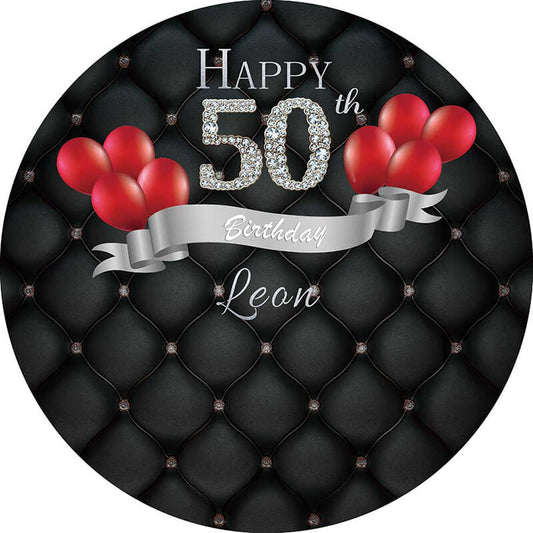 50th Birthday Round Backdrop-ubackdrop