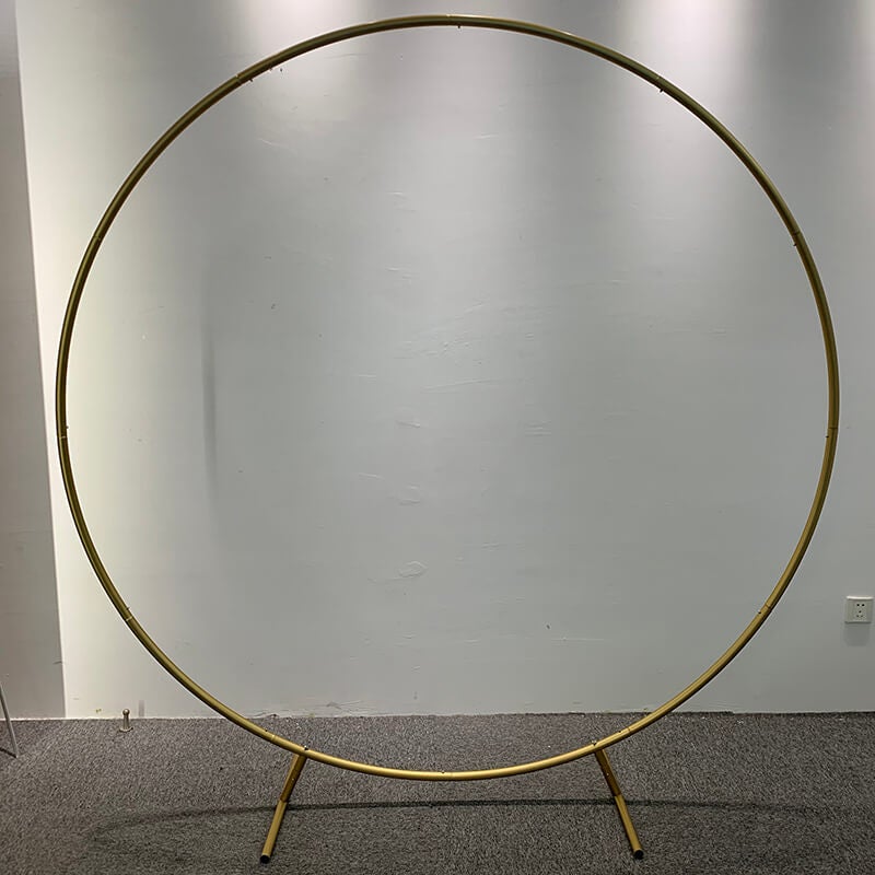 6.5 Ft Round Gold Aluminum Wedding Arch Photo Booth Backdrop Stand-ubackdrop