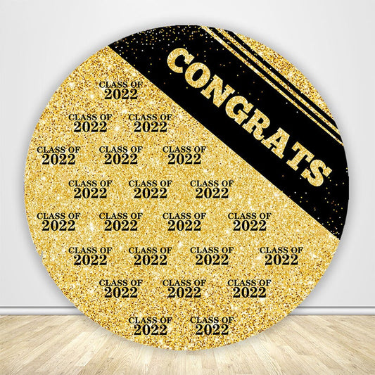 Class of 2022 Glitter Gold Circle Backdrop Cover-ubackdrop