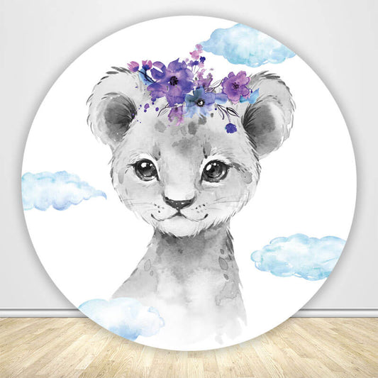 Cute Cheetah Baby Shower Round Backdrop Cover-ubackdrop
