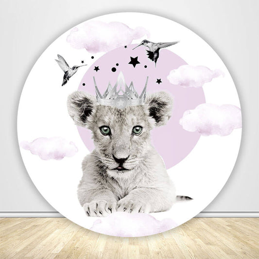 Cute Safari Lion Round Backdrop Cover-ubackdrop