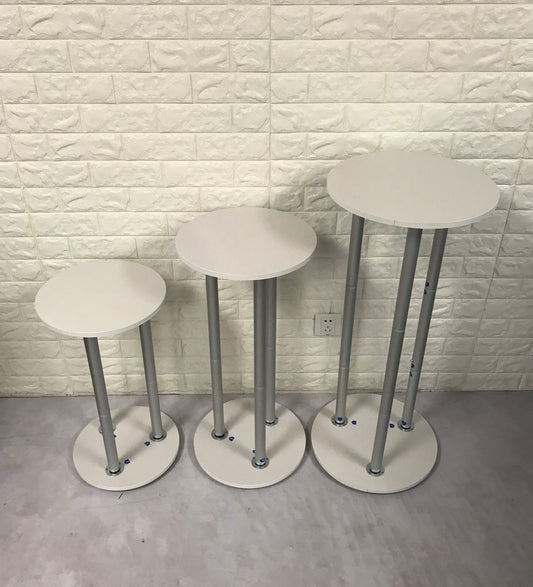 Round Display Cylinder Pedestals, White Party Round Plinths Custom Size Available-ubackdrop