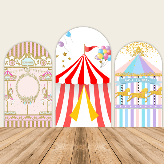 Circus Theme Birthday Party Decoration Chiara Backdrop Arched Wall Covers ONLY-ubackdrop