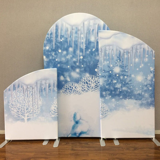 Frozen Theme Birthday Party Decoration Chiara Backdrop Arched Wall Covers Snow & Ice ONLY-ubackdrop